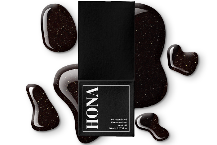 Obsidian Glitter Gel Polish HEMA Free Bottle with Blob