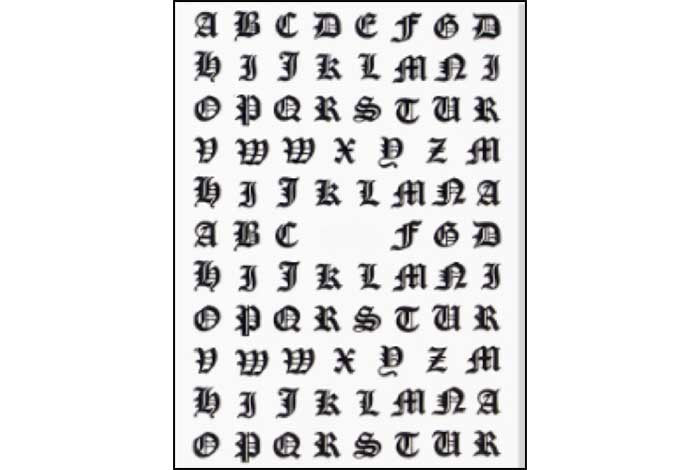 44 - Old English Font Stickers